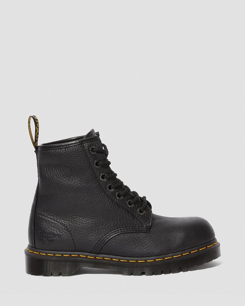 Black Men's Dr Martens Icon 7B10 Leather Steel Toe Work Boots | CA 651SGL